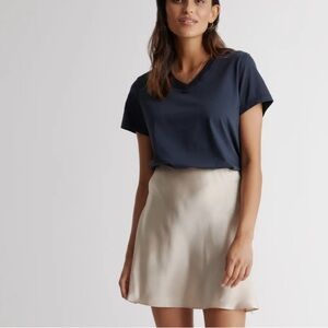 Quince 100% Washable Silk Mini Skirt | Champagne | Size Small